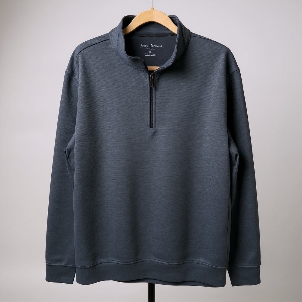 Hickey Freeman‎ New York Pullover Mens XL Gray 1/4 Zip Long Sleeve Sweatshirt